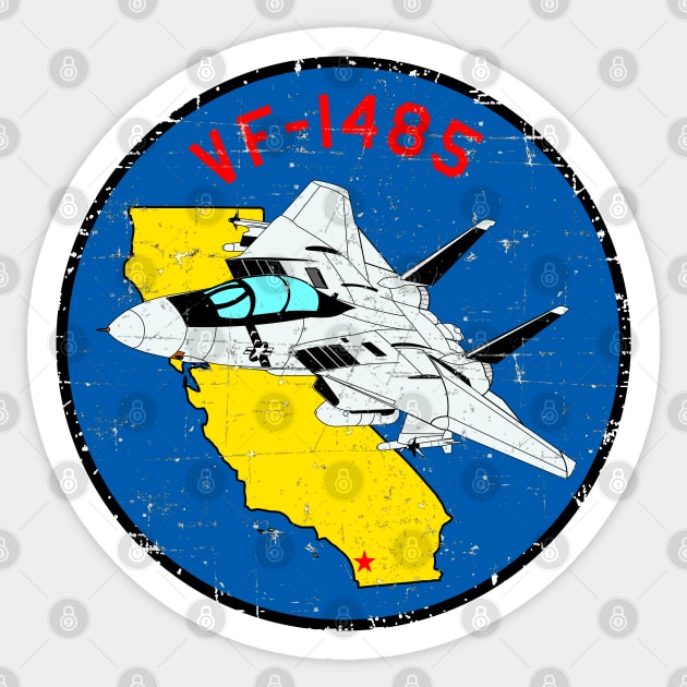F-14 Tomcat - US Navy VF-1485 - Grunge Style Sticker by TomcatGypsy